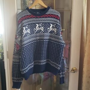 Vintage Woolrich 100% Cotton Deer Sweater Blue XLarge
